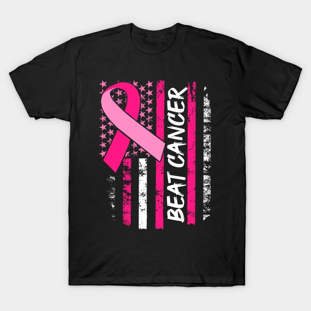 Breast Cancer Awareness Gift Flag Support Beat Cancer Product T-Shirt by Linco